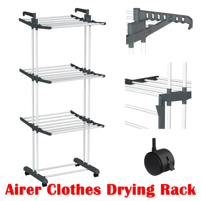 Extra Large Clothes Airer 4 Tier Indoor Foldable Outdoor Laundry Dryer Rack Line