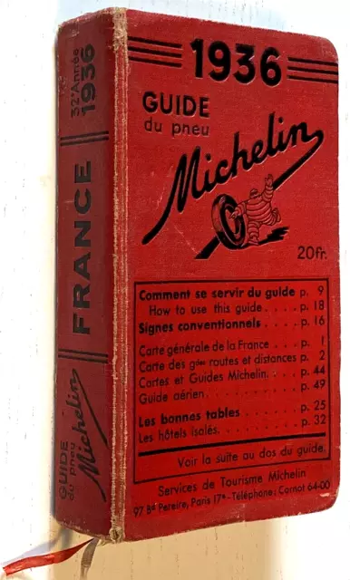 Guide Michelin Rouge 1936 - 32 ème Année - Etat Très Correct
