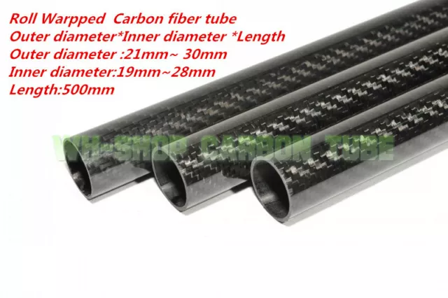 3K Carbon Fiber Tube OD21mm 22mm 23mm 24mm 25mm 26mm 27mm 28mm 29mm 30mmx 500mm