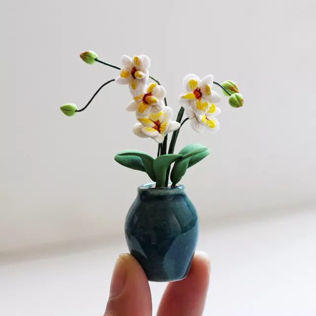 1:12 Dollhouse Miniature Ceramics Flowerpot Flower Vase Accessory Handcrafted