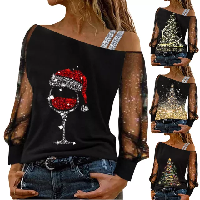 Top Natalizi Stampati Da Donna Camicie Casual Da Festa Di Natale T-Shirt U ☆ 3