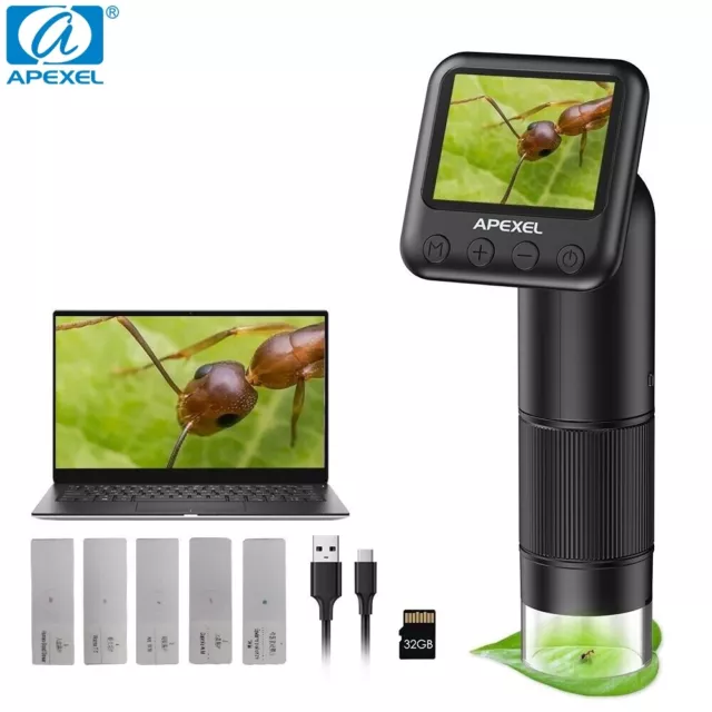 APEXEL Handheld HD 800XDigital Microscope 2"LCD Screen Pocket Microscope USB Lab