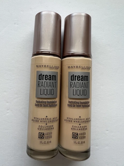 New Maybelline Dream Radiant Liquid Hydrating Foundation, 05 Vanilla , Lot of 2