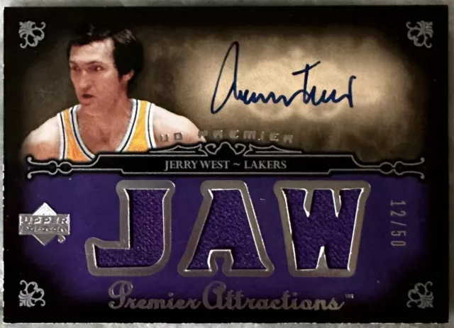 2007-08 Upper Deck Premier Jerry West Game-Used Patch On-Card Auto /50 LA Lakers