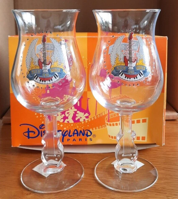 DISNEYLAND PARIS ROCK n Roller Coaster Cocktail Glasses Walt Disney