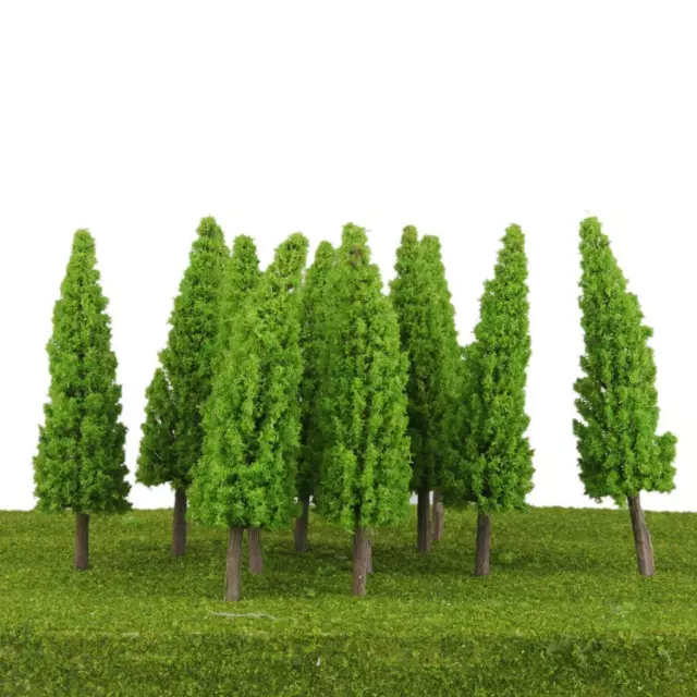 10 Pezzi Paesaggio Paesaggio Treno Modello Metasequoia Alberi Scala 1/50 Verde