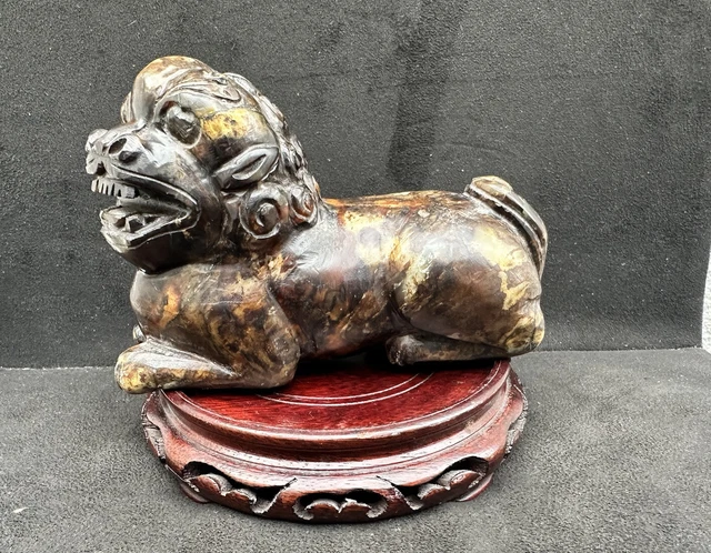 Large Antique Chinese Qing Russet Hardstone Or Jade Carving Of Recumbant Beast.