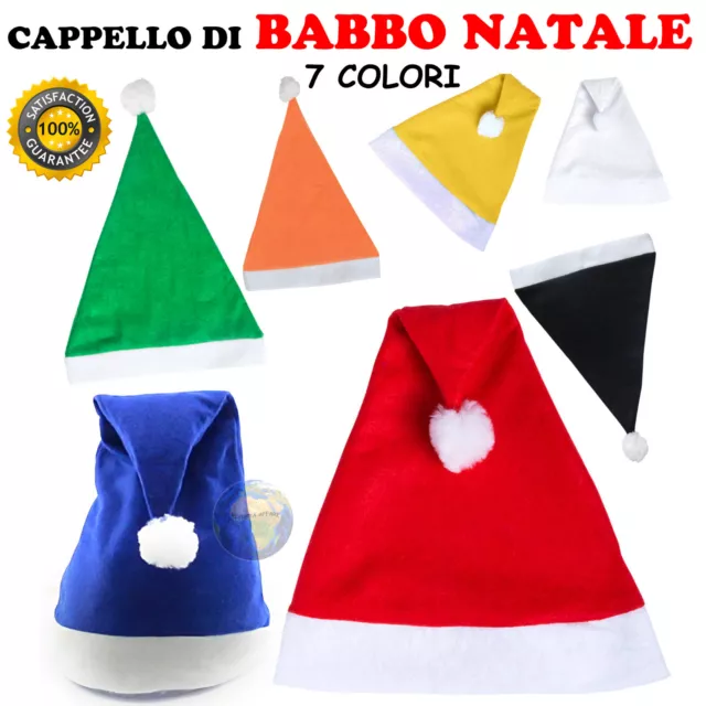 CAPPELLO di BABBO NATALE Santa CLAUS Elfo CARNEVALE POM POM Cuffia CHRISTMAS