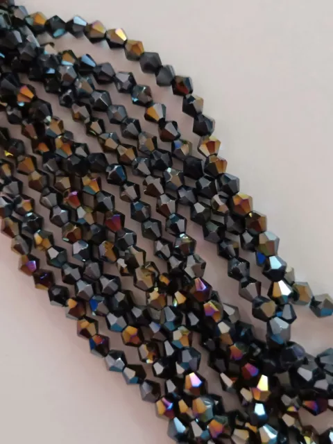 48pcs 6mm Black AB Bicone Crystal Glass Beads DIY Jewellery AUS Free Postage