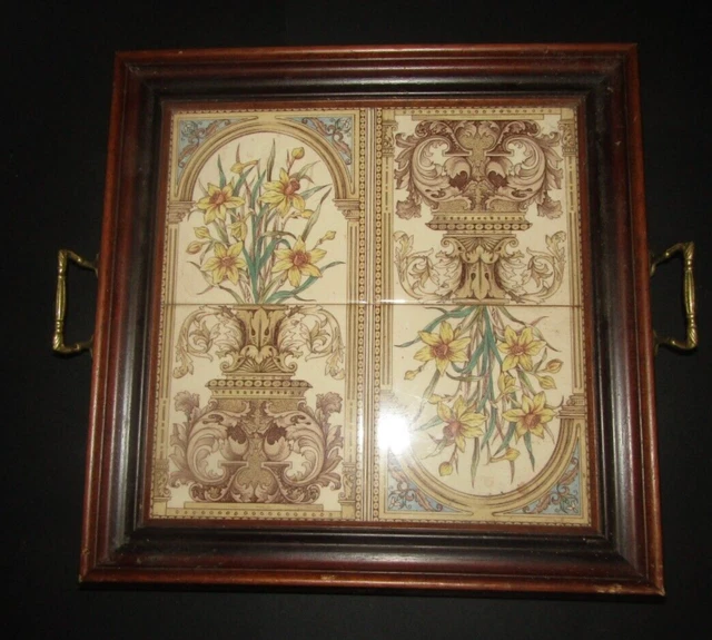 Plateau De Service En Bois Peint Main Rajasthan - 4 Plateaux Avec Incrustations Céramique, 21,5 X 21,5 X 6,5 Cm - 10