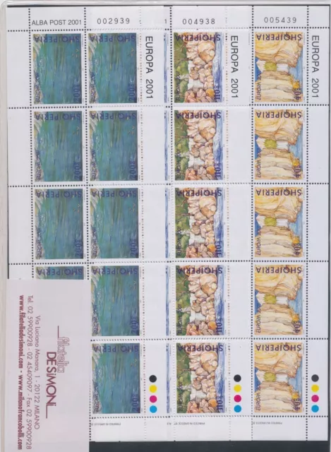 2001 EUROPA CEPT Albanien/Albanien n. 3 Minifogli â€žAcquaâ€œ postfrisch