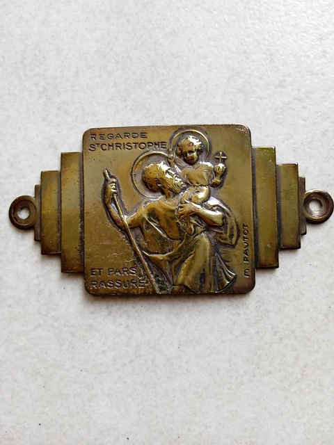 6401#JOLIE MÉDAILLE RELIGIEUSE St Christopher/ PLAQUE PLAAT / CALTEX