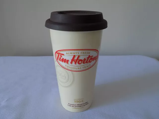Tim Hortons Since/Depuis 1964 Limited Edition 12 Fl Oz China Tumbler Travel Mug