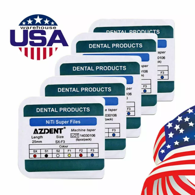 5 packs Dental Endo NiTi Engine Use Rotary Super Shaping Files 25mm SX-F3 AZDENT