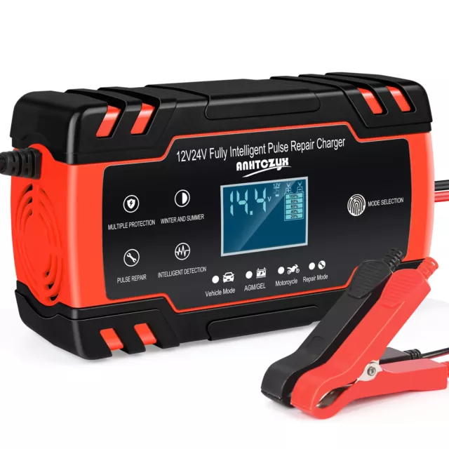 12V 24V Automatic Car Battery Charger Smart Jump Starter Pulse Repair AGM/GEL US
