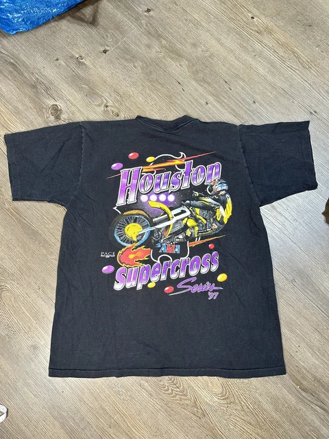 Vintage 1997 PACE Houston Supercross Series 97 Motorcross Dirt Shirt Size XL AMA