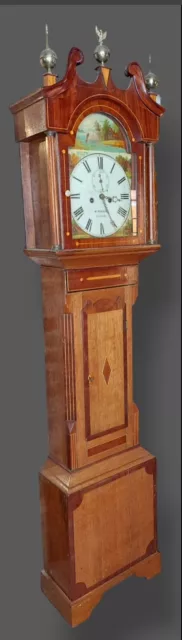 Antique Longcase Grandfather Clock. C1830 Rare & Beautiful Painted Dial.