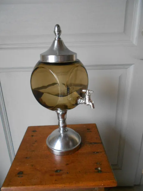 Vintage french smoked glass & brush metal  ABSINTHE FOUNTAIN