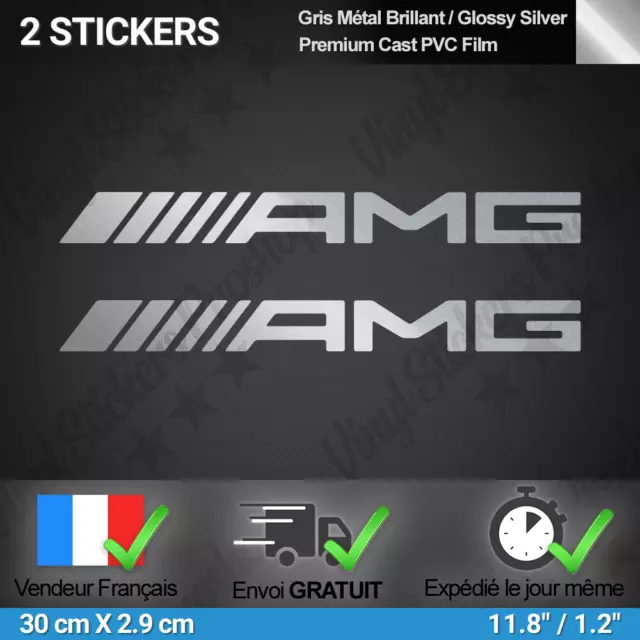 lot de 2 stickers métallisés pour MERCEDES AMG 30 cm adhésif logo custom Tuning