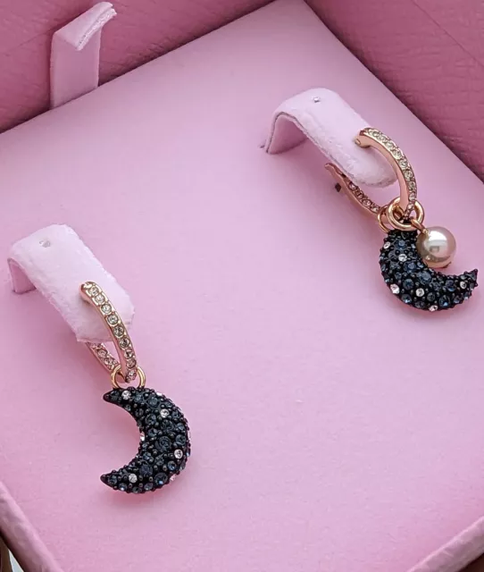 New 100% SWAROVSKI Pearl Pave Crystals Moon Luna Drop Earrings 5671569 Gift Box 3