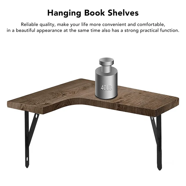 4PCS Wall Shelving Pine L Type DIY And Iron Floating Shelves Set For Books