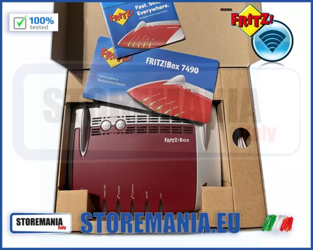 Modem ADSL2+ LAN Fritz!Box 7490 FritzBox NUOVI CON SCATOLA E ACCESSORI COMPLETI