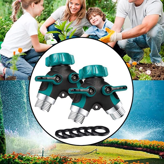 2PC Y-shaped All Metal Body Garden Hose Splitter With 6 Adapters American