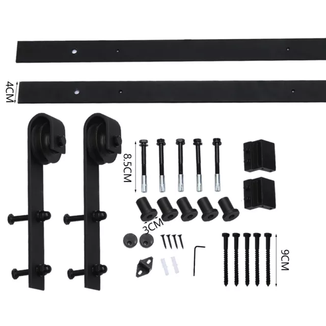 Levede Sliding Barn Door Hardware Track Set 1.5/1.83/2/2.44/3/3.66/4M Roller Kit 2