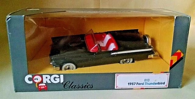 Ford Thunderbird 1957 Corgi 1986 Die Cast 810/2 Black Convertible Nos Box Open*