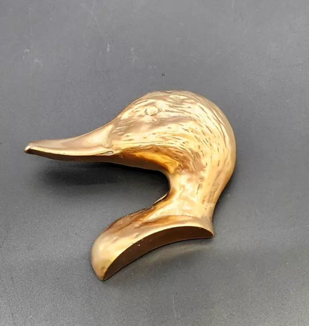 Vintage Solid Brass Mallard Wood Duck Head Door Knocker