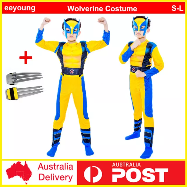 Kid Boy Super Hero Wolverine Cosplay Book Week Costume Boys Fancy Dress Jumpsuit
