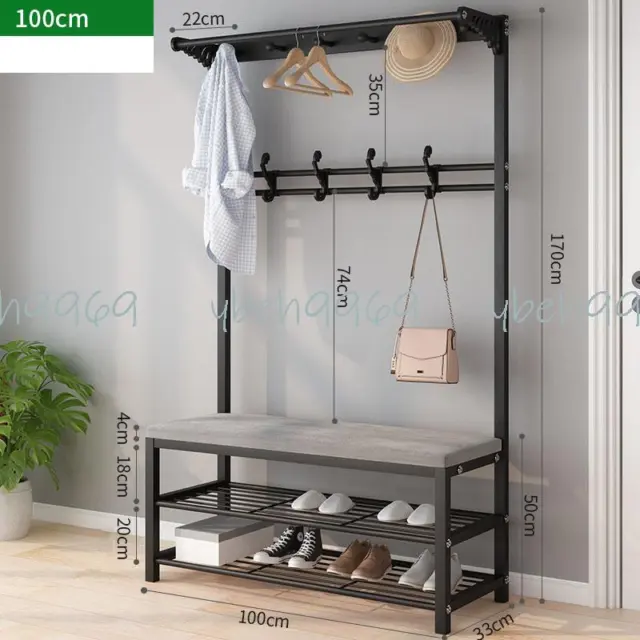 4in1 Entryway Hall Tree with Bench&Shoe Storage Coat Rack Shoe Bench with Hooks