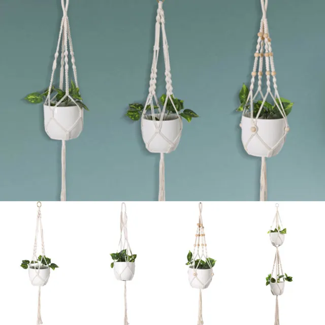 1/4Garden Plant Hanger Macrame Hanging Planter Basket Rope Flower Pot Decoration