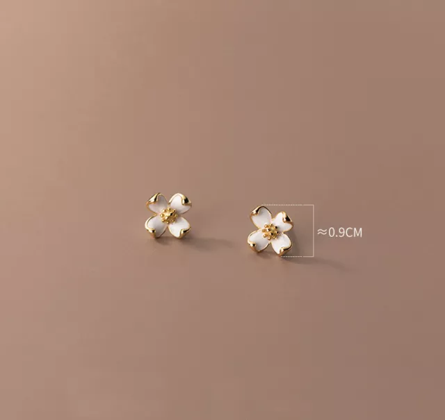 Gold plated on 925 Solid Silver Flower Stud Earrings / Flowers / Studs / Petals 2