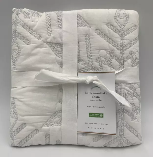 Pottery Barn Karly Snowflake Sham White Euro #H628