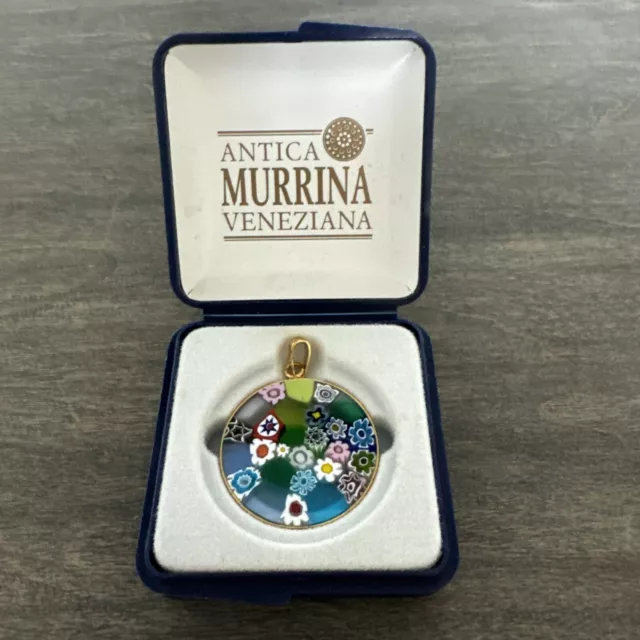 ANTICA MURRINA VENEZIANA Italian Millefiori Art Glass Pendant AMV