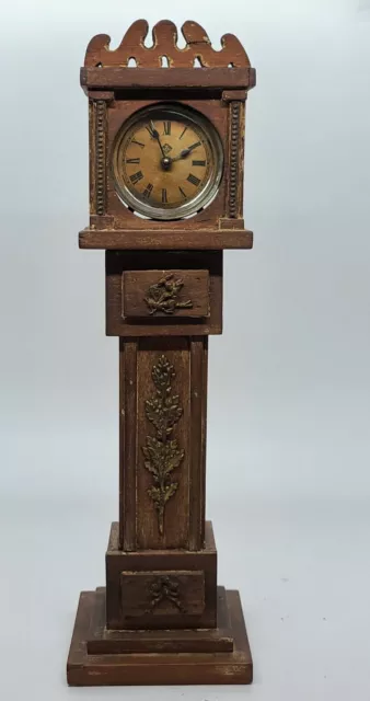 Antique Working 1878 ANSONIA Nickel Peg Leg Ring Top Mantel Clock & Wood Stand