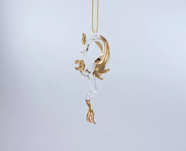 Hanging Gold Clear Dragon of Blown Glass Crystal