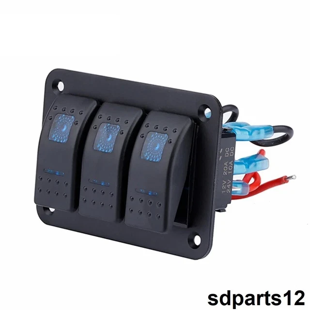 Produktbild von Auto Schalterpanel SOULONG Wasserdichtes Marine-Schalterpanel Mit 6 Tasten - LED-Kippschalter Für 12V/24V Auto, Wohnmobil & Boot Aluminium Schalterpanel