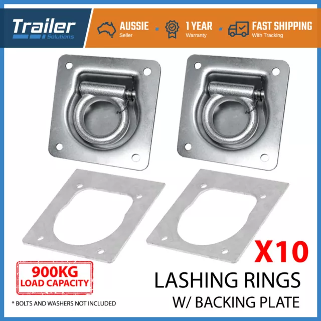 10X Heavy Duty Lashing Ring Tie Down Anchor Point Flush w/ Backing Plate Trailer