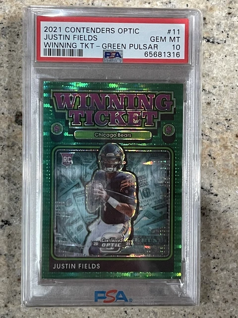 Justin Fields 2021 Contenders Optic Winning Ticket Green Pulsar /30 RC PSA 10 💎