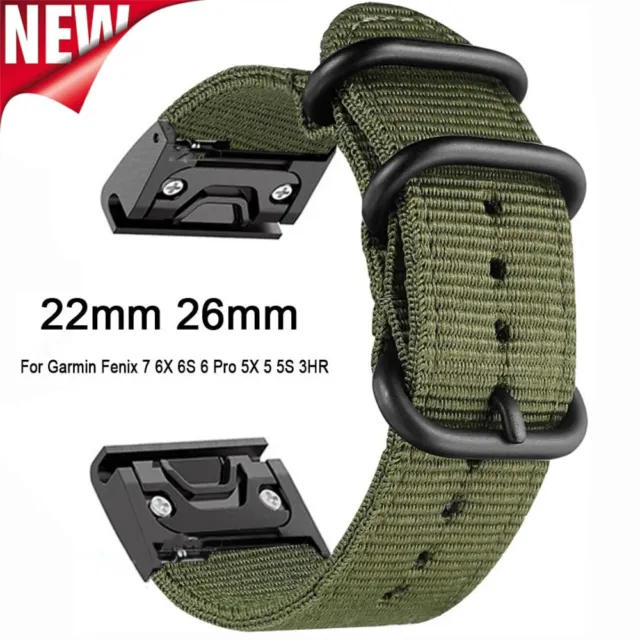 Nylon Watch Strap Band For Garmin Fenix 5 5X Plus 6 6X 7 7X Pro 945 965 S70 3HR