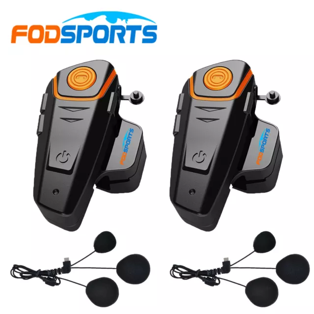 2x BT-S2 Bluetooth Intercom Motorcycle Helmet Headset 1000M Wireless Interphone