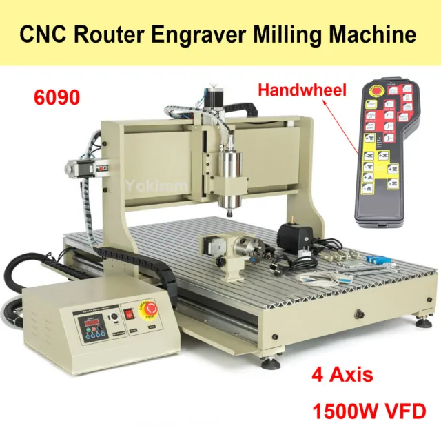 3/4 Axis CNC Router Engraver USB Metal Wood Drilling Carving Machine 1.5KW VFD