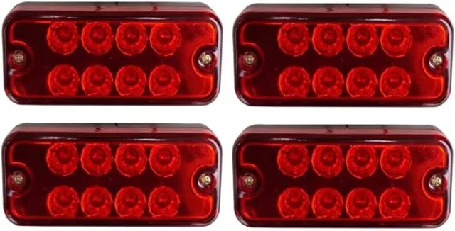 4x Red Rear Side Marker Lights Lamps Position Truck Trailer Lorry 24v Smd 8 Led