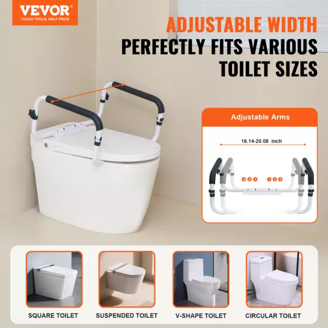 VEVOR Barre d'Appui de Toilette Cadre Toilette Sécurisé WC Largeur Réglable 2