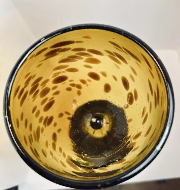 Hand Blown Art Glass Wine Goblets Amber Brown Leopard Print Color 3