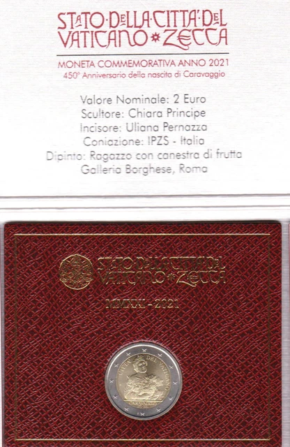Vatikan Vaticano 2 Euro 2021 450 J. Caravaggio