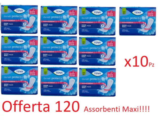 Tena Lady Maxi Discreet Assorbenti Senza Ali In Formato Da 12 Pezzi Totale 120Pz