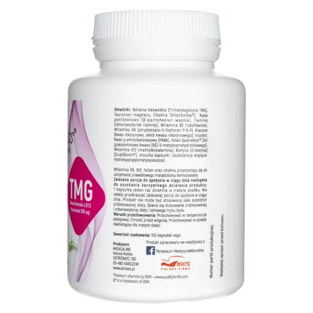 Aliness Vitamin B Complex B-50 Methyl plus TMG, 100 capsules 2